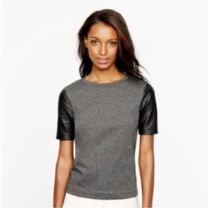 J. Crew EUC faux leather sleeve t-shirt Small